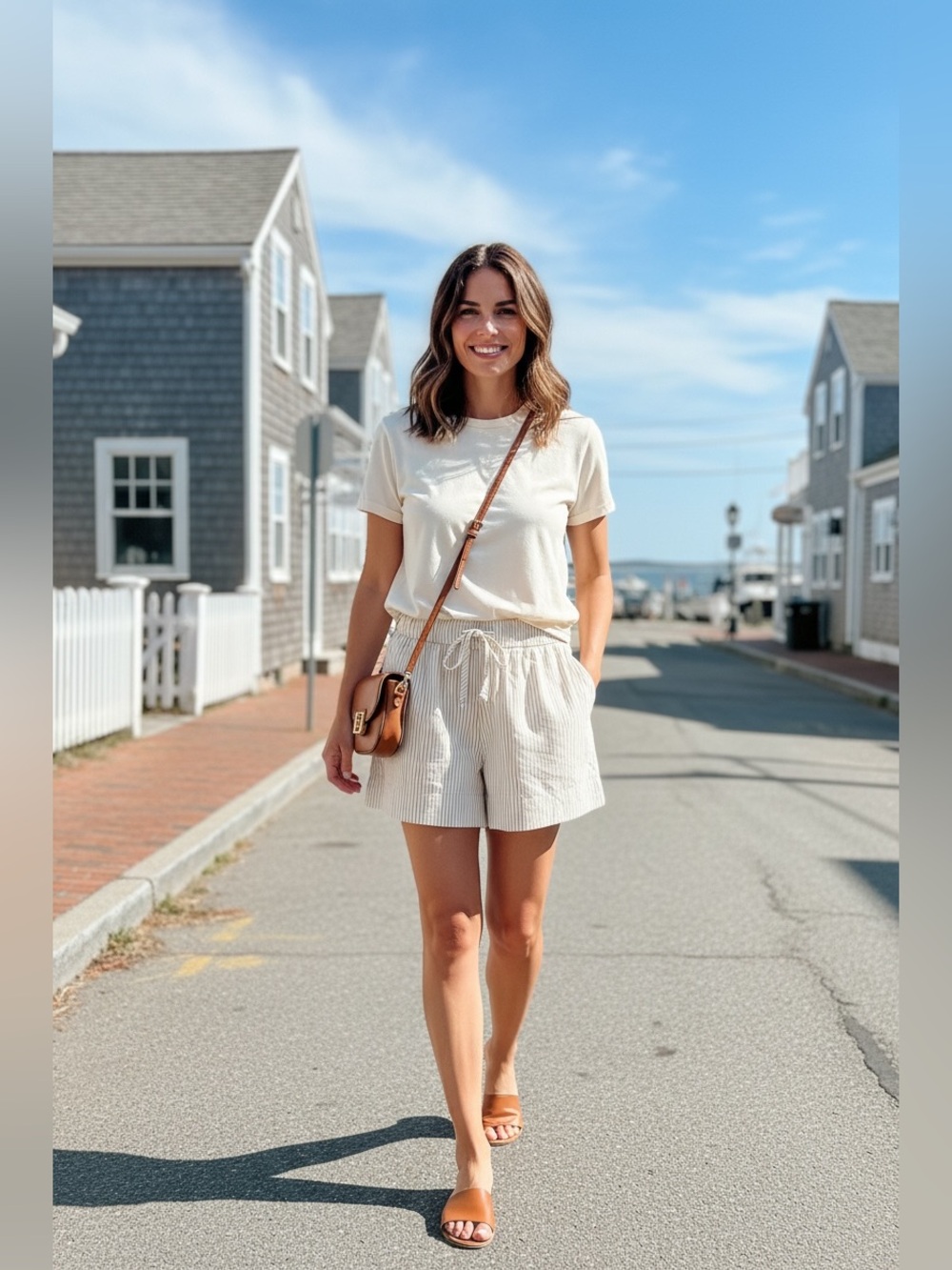Vineyard Vines Light Beige Striped Drawstring Women’s Shorts - Picture 4 of 4